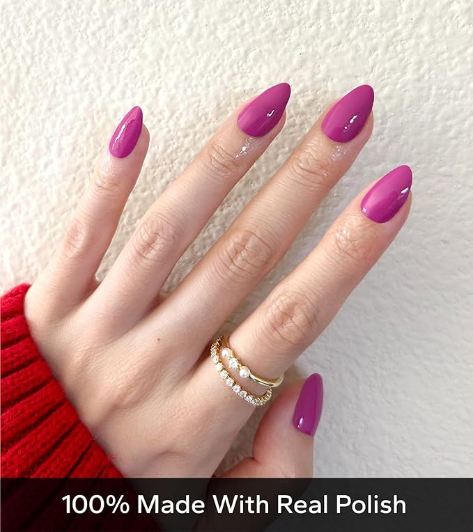 Nail Polish Strips, 20Pcs Salon Quality Gel Nail Stickers, Easy Long Lasting Wraps for Short Nails no UV Light Needed (Violet)
