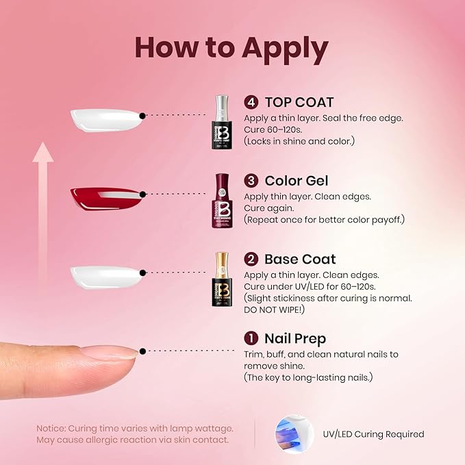 Beetles Red Gel Polish - Burgundy Bliss 15ML/0.51Fl Oz, Red Gel Nail Polish, Same Color Same Bottle STAY SHINING Series, Soak Off UV LED Lamp Spring Nails Art, Long-Lasting Manicure Salon DIY Home