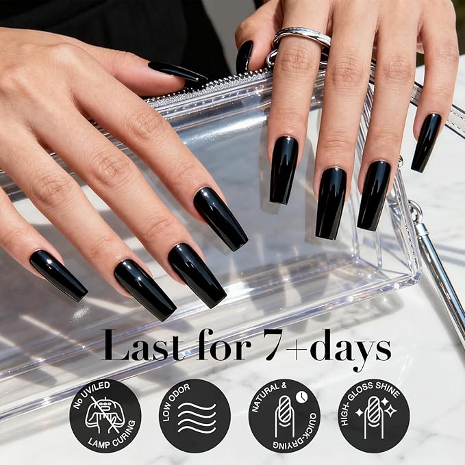 AZUREBEAUTY Black Nail Polish, Quick Dry Complete Natural Super Lustrous,Professional for DIY Manicure and Pedicure at Home