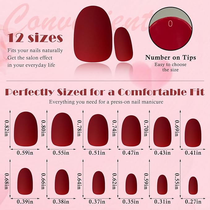 AddFavor Press on Nails Short Oval Fake Nails, 576pcs 24 Colors Oval Press on Nails Full Cover Acrylic Nail Press ons, Matte False Nail Tips for Women Glue on Nail