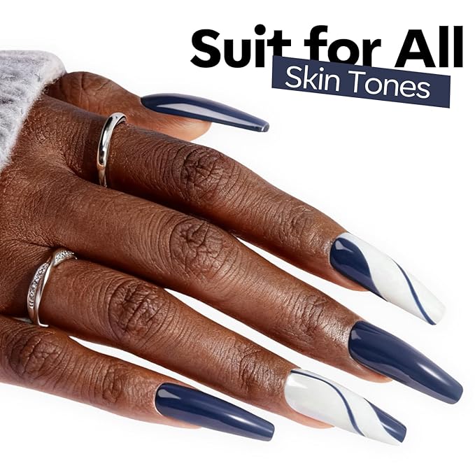 modelones Blue Gel Nail Polish Navy, Dark Blue Deep Color Soak Off LED UV Lamp DIY Nail Manicure Art Design 15ML