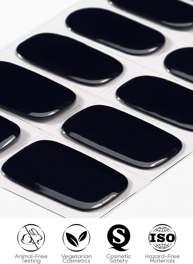 Semi Cured Gel Nail Strips - UV Light Gel Nail Stickers - 20 Long Lasting Salon Quality Wraps (Black Night of Agates)