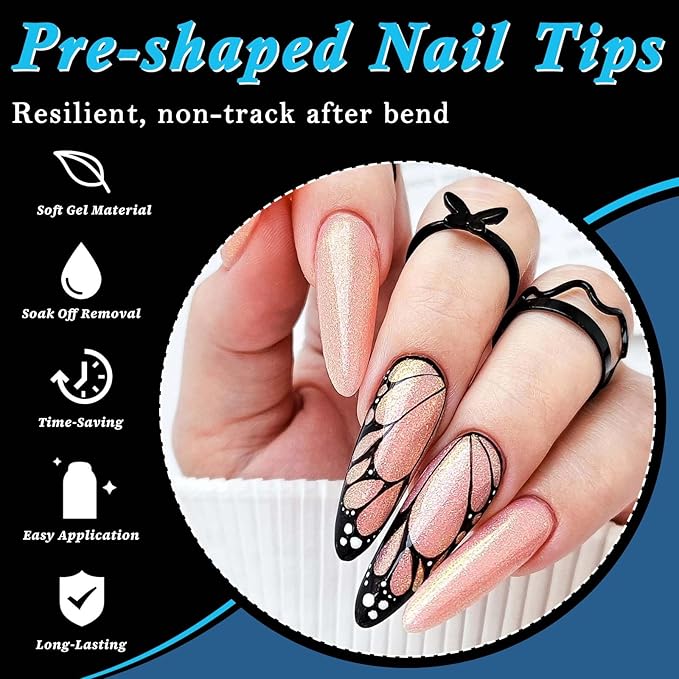 240pc Stiletto Gel Nail Tips Long Fake Nails Clear Press ons Nail, Long Stiletto Nails Tips Acrylic Nails Extension Soft Gel Nails Tip Full Cover Pointy False Nail Clear Artficial Fingernails