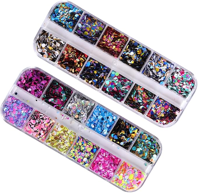 3 Boxes Circle Stickers Gem Stickers Round Nail Glitter Nail Decorations Glitter Paillette Nail Stickers for Nail Art Jewelry Kit Thin Nail Sequins Round Stickers Variety Decorate