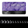 Soft Gel Curved Nail Tips, Full Cover Clear Gelly False Nail, Half Matte Acrylic Fake Nail, Press on Nail Tips Set for Extension, Home DIY Salon Manicure Nail art (Toenails, 550PCS)