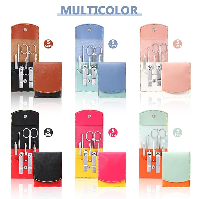 30 Set Manicure Kit Bulk Nail Clippers 7 in 1 Mini Nail Clippers Stainless Steel Professional Care Pedicure with Travel Bag Grooming Kit for Women Men Home(Vivid Color,Cute)