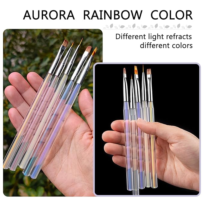 BQAN 5pc Nail Art Brush Set - Ombre, Design, UV Gel, Professional Nail Art Brushes