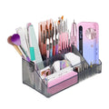 Acrylic Nail Drill Holder Stand- 13 Holes Nail Drill Bits Holder & 40 Holes Nail Pen Brushes Tools Organizer- Professional Nail Desk Organizer Case Storage Box for Manicure Tools