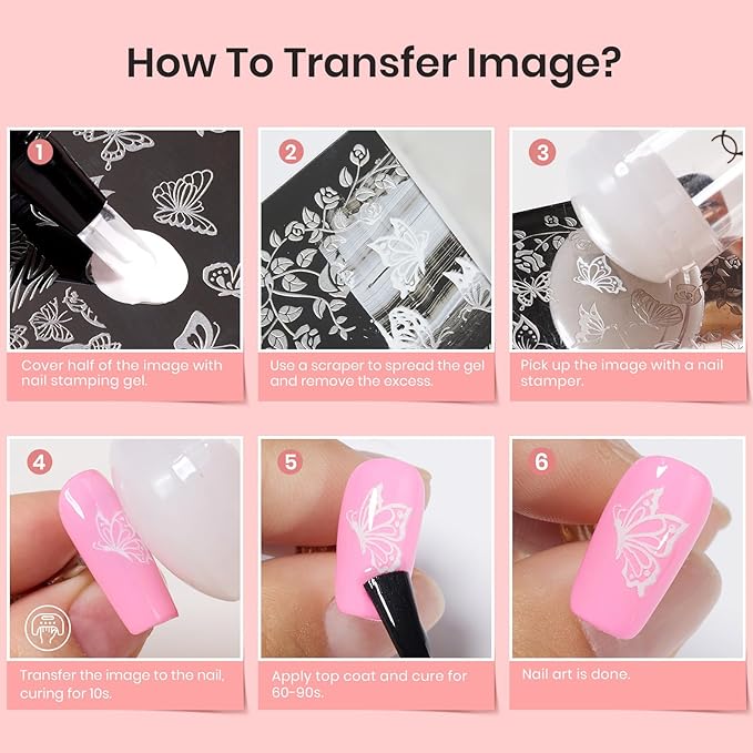 Beetles French Tip Tool: Stamp Gel Silicone Nail Stamp Kit with Long Silicone Stamper, Peel off Cuticle Guard and Nail Stamper Gel Polish, Soak off Uv Led Lamp Manicure Gifts for Women