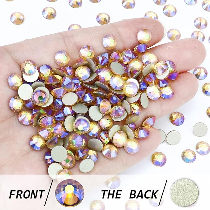 Flatback Crystal Rhinestones Round Gems for Nail Art and Craft Clothes Glue Fix, Shiny Purple (6.4-6.6mm) SS30/288PCS