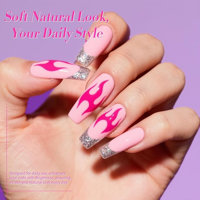 Born Pretty Pink Gel Nail Polish 6 Colors Shimmer Glitter Pearl Mermaid Hot Pink Purple Shades Gel Polish Kit Soak Off Gel Nail Kit Collection Nail Art Gel Manicure Kit DIY at Home Salon Gifts