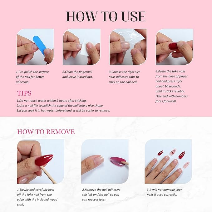 Handmade Press on Nails Beach Summer 3D Starfish Flower Fake Nails Gradient False Nails with Designs Muti-Layer Gel Stick on Nails Art Glossy Pearl Medium Almond Acrylic Nail for Women (Size M)