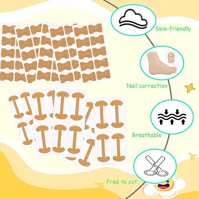 Ingrown Toenail Corrector Kit with Flexible Correction Strips & Tape – Professional Home Pedicure Tool Set for Painless Ingrown Nail Treatment, Toenail Brace & At-Home Care