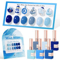Double Rhythm 6 Pcs 15 ML Gel Polish Set Same Color Same Bottle Soak Off Gel Polish Kit Nail Art Manicure Salon DIY at Home for Women (Pale Dark Midnight Blue Navy Gray -T6-74)