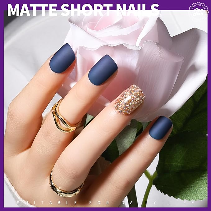 Teenitor Short Press on Nails, 312pcs French Nail Manicure Kit, False Nails with Design, French Tip Nails Extra Short Square Nails Press ons