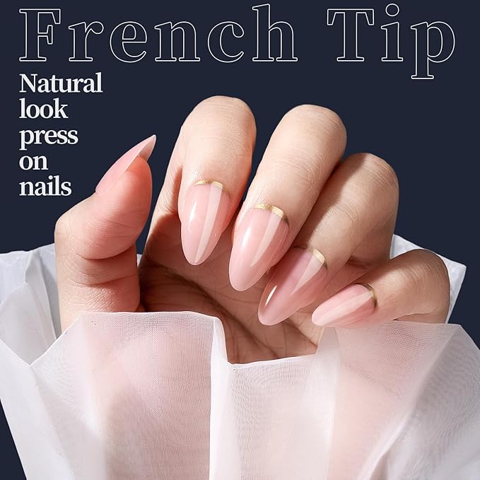FANDAMEI Press on Nails, 24 Colors 576PCS Press on Nails Almond, Matte Glossy Fake Nails Short Almond, Glitter Fake Nails, Press on Nails French Tip Natural for Nail Art