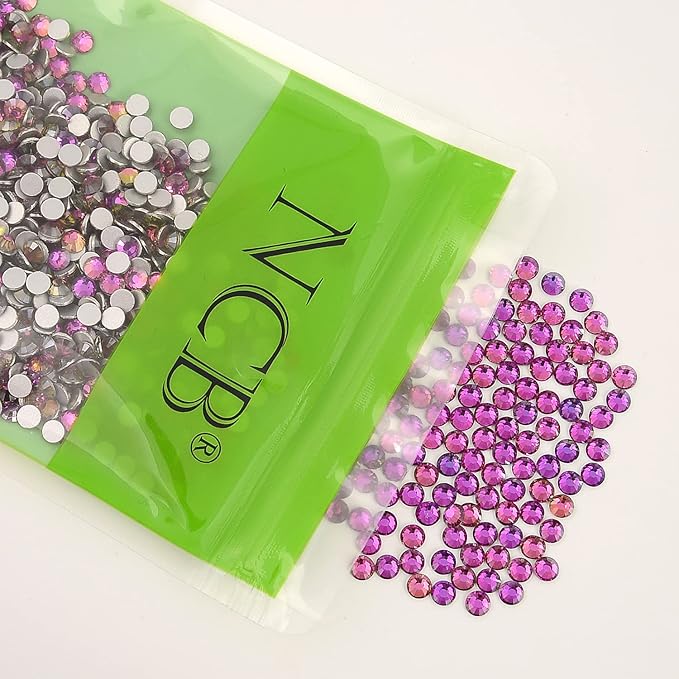 NCB Nancybeads 2000pcs Flatback Round Glass Nail Art Rhinestones Crystal for DIY Making Accessories Shoes, Clothes, Face Art, Bags, Manicure (Golden Rose, SS12 2000pcs)