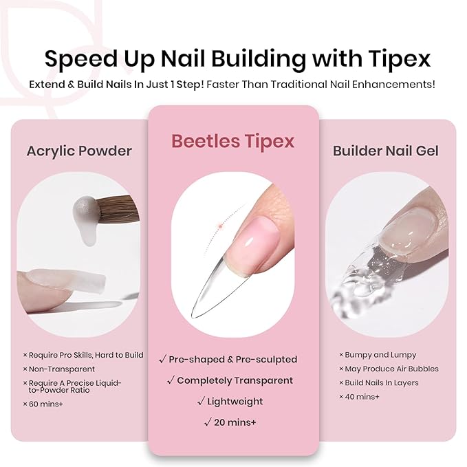 Beetles Tipex Instant Apex Nail Tips, 512Pcs Long Stiletto Pre-Building & Pre-Etched Half Matte Thicker Acrylic Nails Strong Full Cover Extension Press on Nails