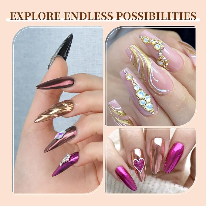 Saviland Chrome Nail Powder Set: 30Pcs Metallic Mirror Chrome Nail Powder Gold Black Red Green Gold Chrome Powder for Gel Nails Home & Nail Salons DIY