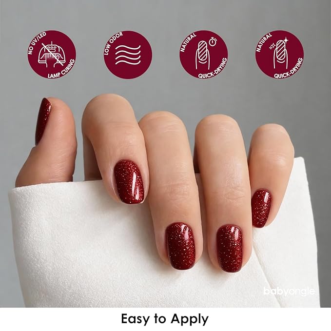 Shimmer Red Nail Polish, 14 ML Quick Dry Nail Polish for Nail Art DIY Manicure at Home, Chip Resistant Nail Lacquer for Nail Art Varnish, Long Lasting, BOG125
