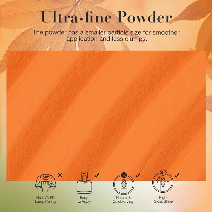 AZUREBEAUTY Fall Dip Powder Nail Set Yellow Orange Gold Red Shimmery Green Glitter 6 Colors Dipping Powder Starter Kit French Nail Art Manicure DIY Salon, No Need Nail Lamp Cured