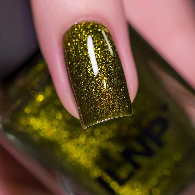 ILNP Olive Grove - Rustic Army Green Shimmer Nail Polish, Chip Resistant Manicure, Non-Toxic, Vegan, Cruelty Free, 12ml
