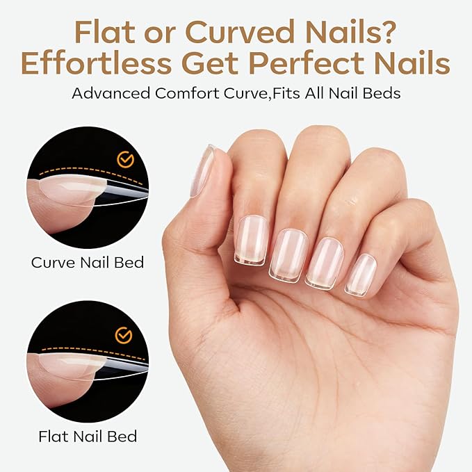 modelones Extra Short Square Gel Nail Tips, 360pcs Pre-etched Clear Fake Nails Press On Full Cover Half Matte 15 Sizes Acrylic Gel Tips for Extension Salon