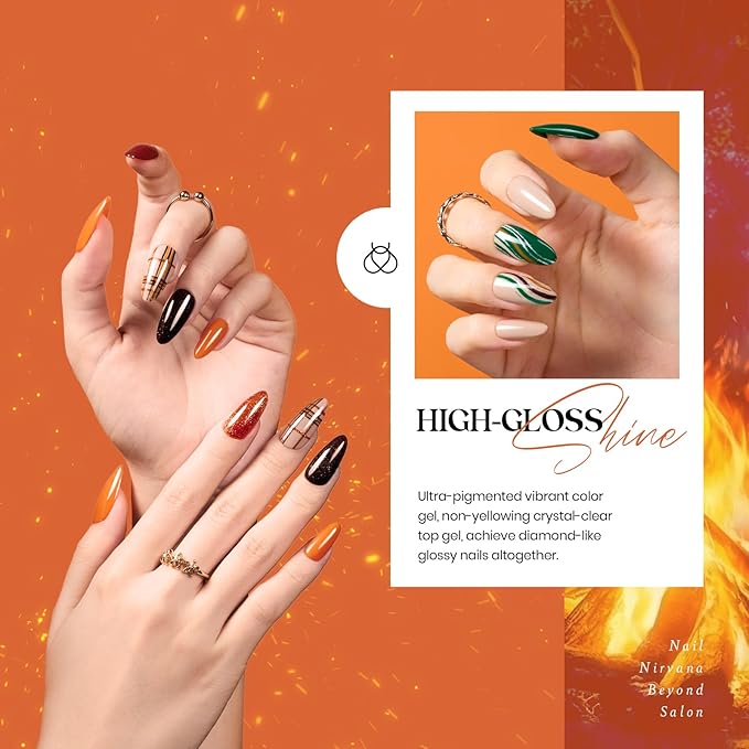 beetles Gel Polish Nail Set 20 Colors Cozy Campfire Collection Orange Green Brown Soak Off Uv Lamp with Beetles Nail Blooming Gel 15ml Clear Uv Led Soak off Nail Gel Diy Nail Art Design Manicure