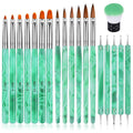 TOROKOM 19Pcs Nail Art Brushes Kolinsky Acrylic Brushes for Nails incl Gel Polish Nail Art Tools, Nail Design Brushes,Double Ended Dotting Tools for Acrylic Application Manicure,with Nail Dust Brush