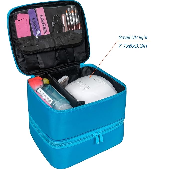 ButterFox Nail Polish Carrying Case Bag Storage Organizer, Fits up to 60 Nail Polish Bottles, Pockets for Manicure Accessories - Sky Blue