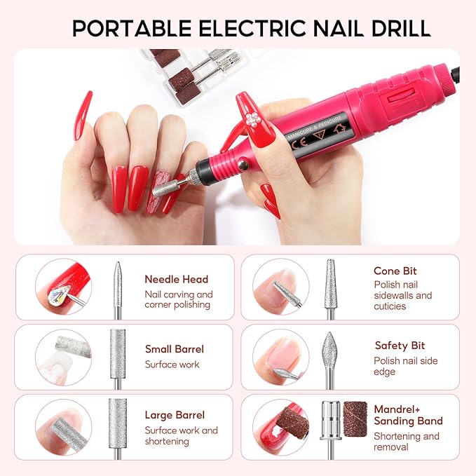 58PCS Acrylic Nail Kit for Beginners with Everything, 3 Colors Professional Acrylics Powder with Drill and U V Light 24pcs Glitter Decoration Complete Acrylic Nail Set Home Salon Design Gift Set