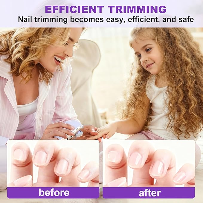 Valentines Day Gifts for Him & Her - Electric Nail Clipper for Seniors & Adults, Baby Smart Nail Clipper, 2-in-1 Automatic Nail Clipper with Light & Storage for Fingernail (Purple)