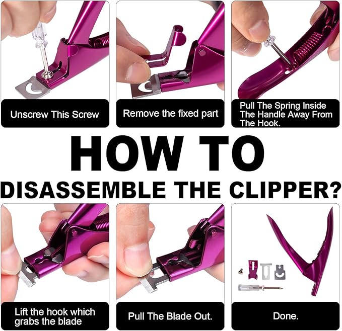 Rose Red Metal Premium Adjustable Nail Clippers with Magnet Sizers for Acrylic Nails, Professional Stainless Steel Fake False Nail Tip Clipper Cutter Trimmer, Manicure Tool for Salon Home Nail Art