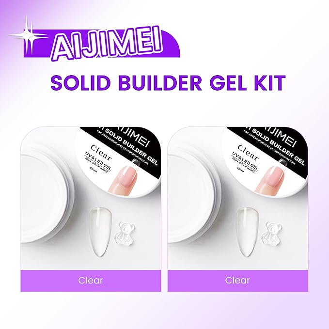 Solid Builder Gel for Nails 4fl.oz 120ml Clear Hard Gel, Non-Sticky, 3D Sculpting, Nail Extension Flase Nail Thickening Solution