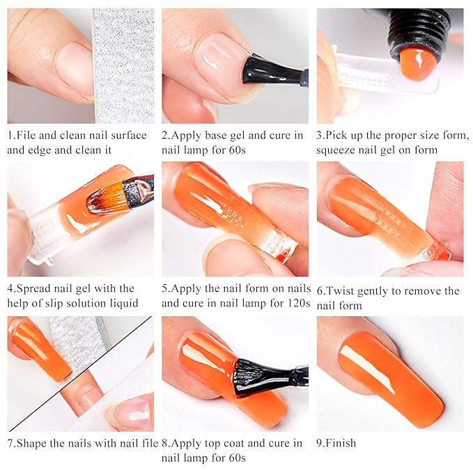 MTSSII 13Pcs Poly Extension Gel Nail Kit 6 Colors Neon Poly Gel Kit with Slip Solution and Mini Lamp Nail Art Design Beginner Home Manicure Set