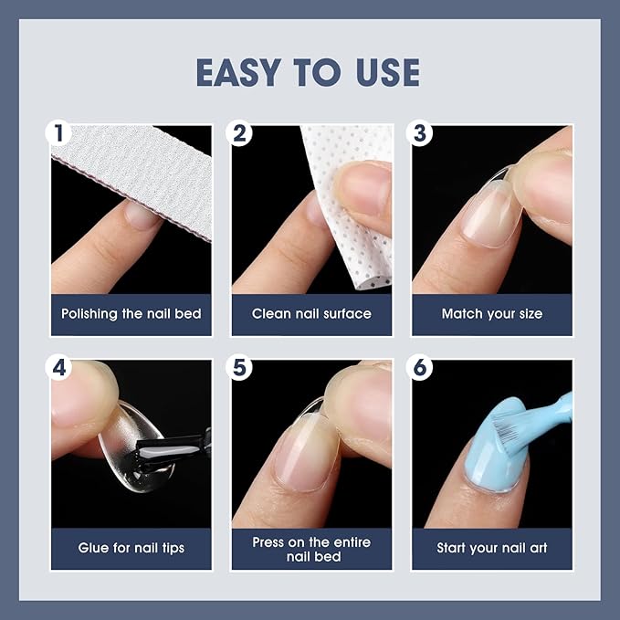 Extra Short Almond Nail Tips:240PCS Soft False Nail Gel Tips Full Cover Acrylic Clear Fake Press On Nails for Extensions Women Manicure DIY 12 Sizes