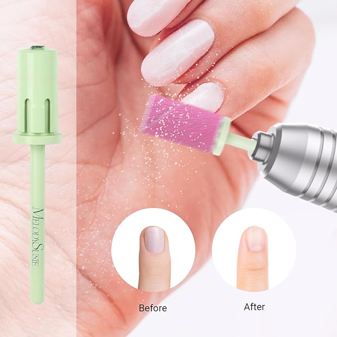 MelodySusie Crystal Top Mandrel Bit for Nails, 3/32'' Easy Off Nail Drill Bits for Sanding Bands, Suitable for Acrylic Nails Gel Manicures and Pedicures, Tea Green