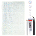 White AB Flatback Pearls w B7000 Jewelry Glue for Bedazzling Crafting 3/4/5/6/8/10mm Half Round Pearl Bedazzling Beads Gems Bedazzler Kit for Nails Face Eyes Makeup Tumblers Bottles DIY Crafts