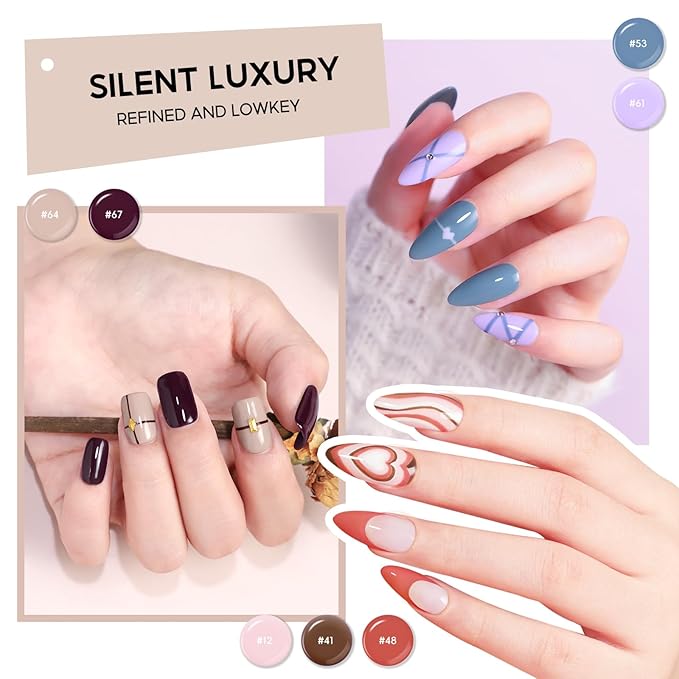 COSCELIA 60PC Gel Nail Polish Kit with U V Light 55 Colors Gel Polish 5PC Top Base Coat Nail Decorations Winter Spring French Gels Manicure Kit Salon DIY at Home Valentines Day Gifts for Women