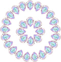 MECCANIXITY 48 Pcs 3D Teardrop Rhinestones Diamond Nail Charm Crystal Pointback K9 Glass Rhinestones Crystal Gems for Jewelry Making, Craft, 10x14mm, AB Purple
