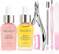 MelodySusie Cuticle Remover Kit,25ML Cuticle Remover Cream and Cuticle Oil,Cuticle Nipper Trimmer Pusher, Nail File and Brush for Cuticle Softener & Moisturize Manicure Kit for Nail Care