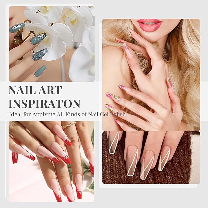 Nail Art Liner Brushes, 5Pcs, Size 5/8/11/15/20mm Nail Art Tools with Striping Nail Art Brushes for Long Lines, Thin Details, Fine Drawing. Striper Brushes Set Christmas Gift for Women