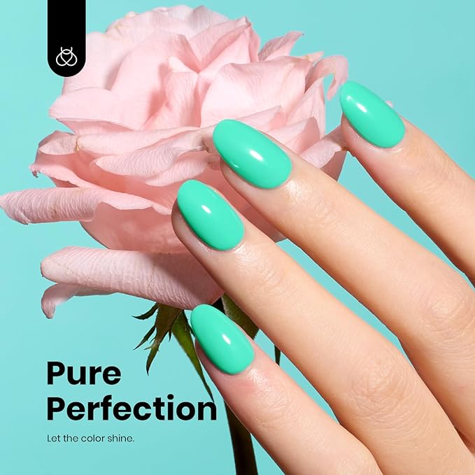 Beetles Green Gel Polish Hema Free Cascade Green Gel Nail Polish Soak Off Uv LED Nail Lamp 8ml DIY Home Manicure Salon Gift for Women Island Reverie