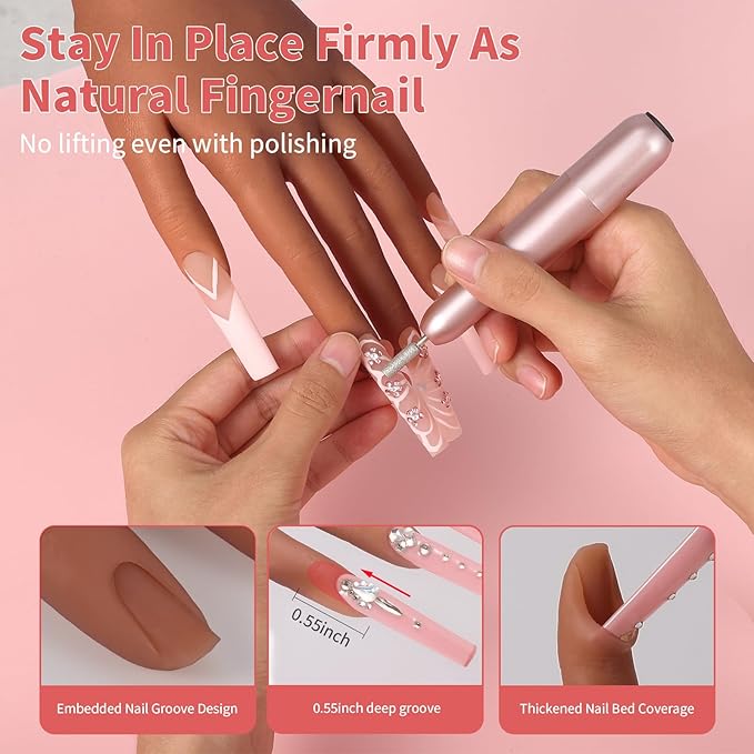 Silicone Practice Hand for Acrylic Nails: Soft Touch Liquid Silicone - Flexible Realistic Nail Mannequin Hand Practice for Training (BROWN)