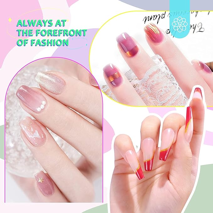 SAVILAND 42PCS Gel Nail Polish Set: 32 Colors Soak-off U V Gel Polish Kit with Base & Glossy Matte Top Coat Red Glitter Gel Polish Set Manicure Kit with Nail Brush for DIY Nail Girl Salon