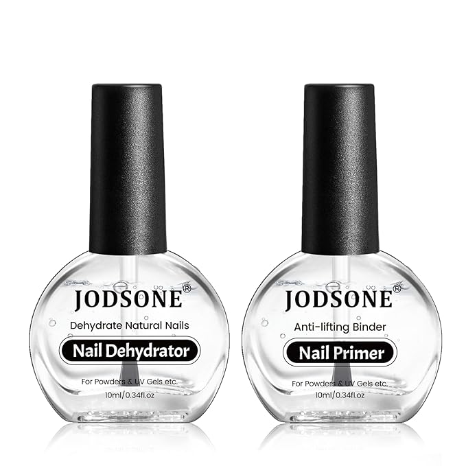 JODSONE 2Pcs 10ml Nail Dehydrate and Nail Primer Kit for U V Gel Nails Polish Professional Salons Set Superior Bonding DIY Art Design Long Lasting Gift