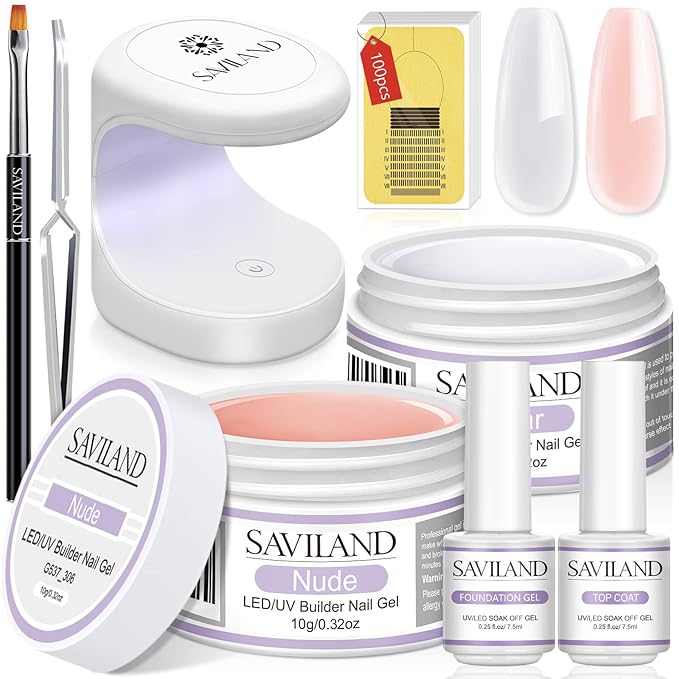 SAVILAND Electric Nail Drill Professional: 35000RPM PRO Nail Drill Kit with Clear Nude Nail Extension Kit