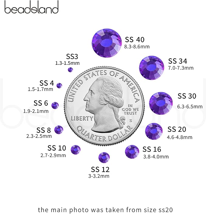 Beadsland 2880pcs Flat Back Crystal Rhinestones Round Gems for Nail Art and Craft Glue Fix,Purple Velvet,SS20,4.6-4.8mm