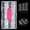 Clear Acrylic Square Nail Tips, SWETIDY 500pcs No C Curve XL Long Square Shaped Straight Fake Nails Flattened Half Cover Artificial Nails with Box for Nail Salon Professional and DIY Nail Art 10 Sizes