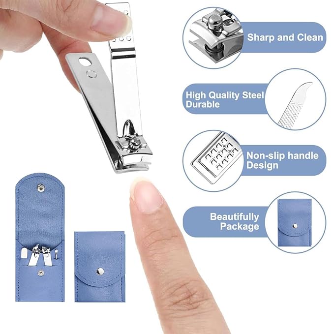 16 Sets Travel Manicure Set Professional Nail Clipper Kit Bulk,4 in 1 Adult Stainless Steel Travel Manicure Kit with Case Individually Wrapped Nail Clippers Bulk for Homeless,Hotel,Charity(4 Colors)